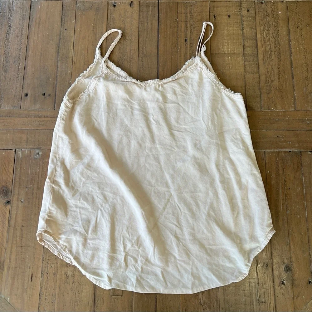 Bella Dahl Frayed Edge Cami Tank Top Linen Sand Tencel Boho Medium - Picture 6 of 8